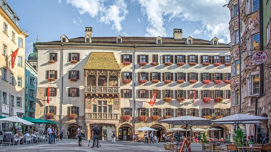 Gebäude, Tourismus, Innsbruck, goldenes Dach, die Architektur, berühmter Platz, Kulturen, Gebäudehülle, gebaute Struktur, Geschichte, Fachwerk
