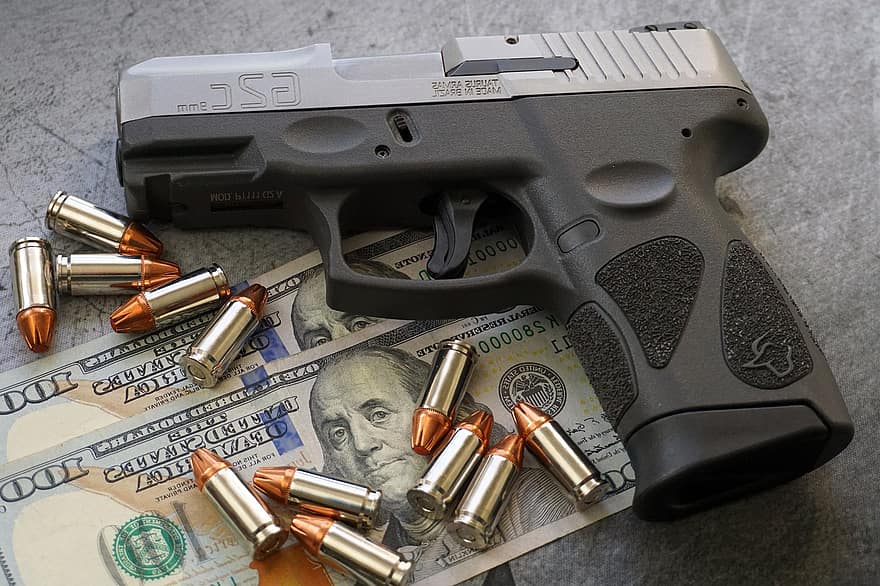 pistol, gloanțe, bani, dolar, armă, armă de foc, Taurul, G2C, muniții, 9mm, muniţie