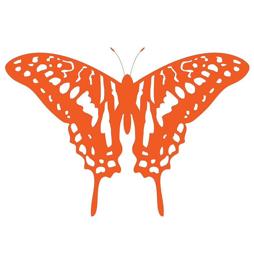 Butterfly, Orange, Art, Stylized, Pattern, Design