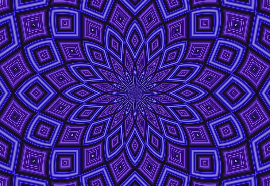 kalejdoskop, abstrakt, bakgrund, mönster, blå, lila