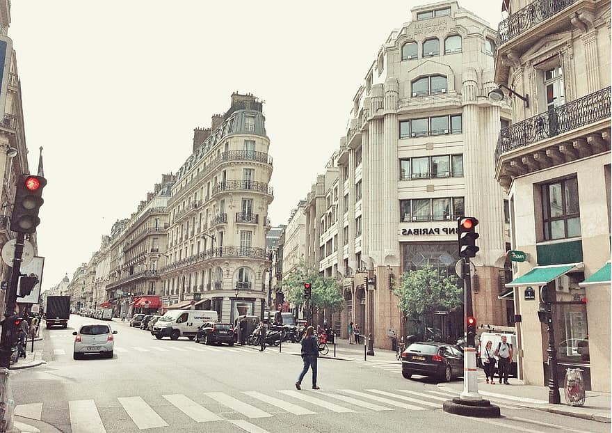 パリ、フランス、通り、建築、ランドマーク、建物、ヨーロッパ
