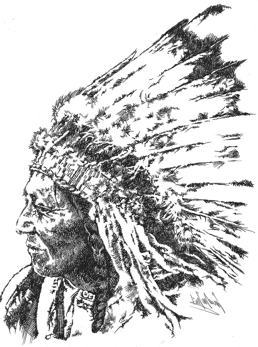 ラコタチーフ、ネイティブアメリカンチーフ、部族長、ネイティブアメリカン、アメリカンインディアン、ラコタスー、ラコタの人々