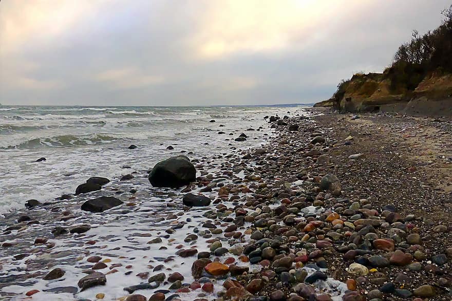 море, крайбрежие, речен бряг, камъни, Балтийско море, пътуване, проучване