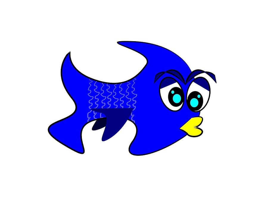 риба, горіх, ілюстрації, малювання, вектор, колір, 1 квітня, блакитний