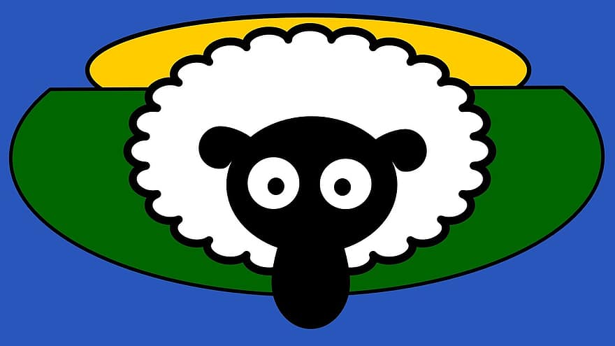 овца, син, зелен, графики
