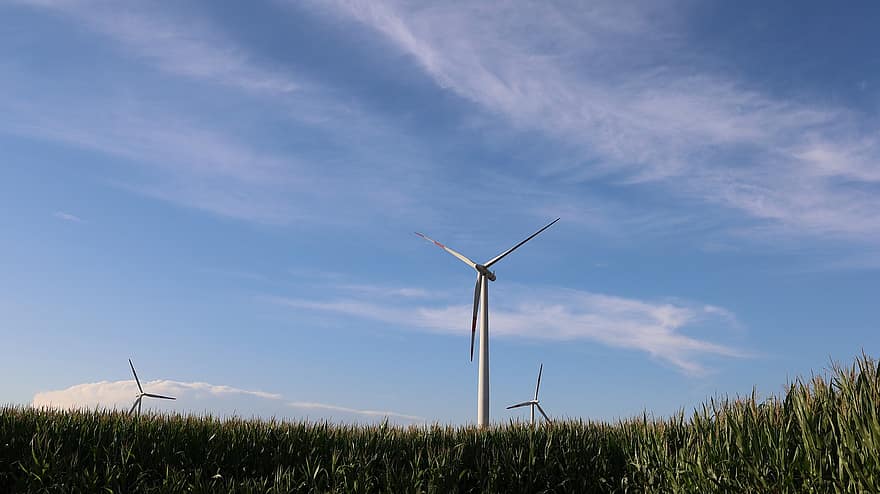 větrné mlýny, větrná energie, síla větru, obnovitelná energie
