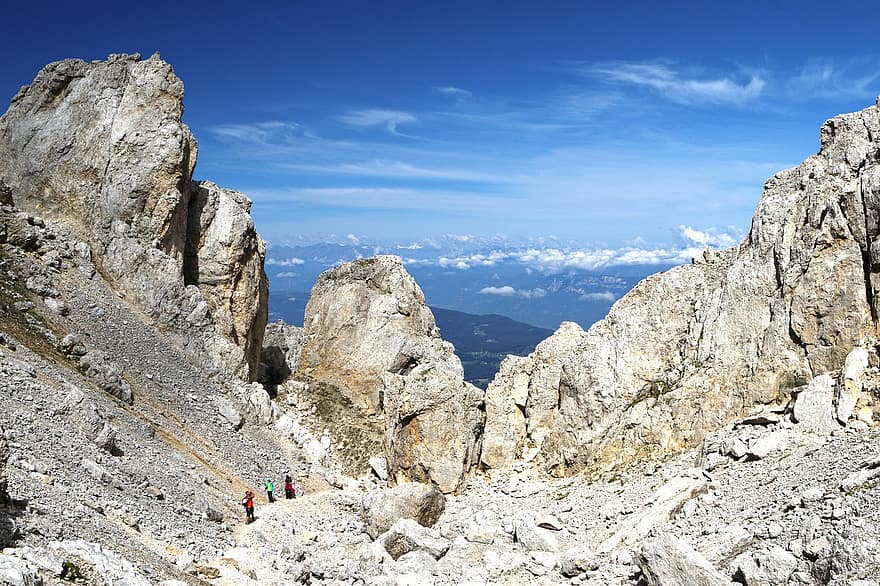 dolomit, puncak, tyrol selatan, trentino, pegunungan Alpen, pemandangan indah, latemar, gunung