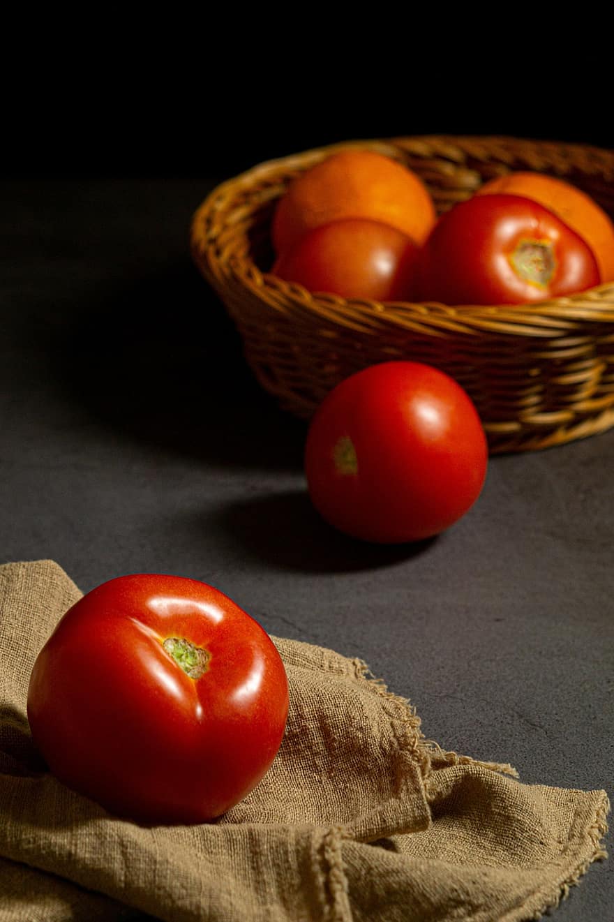 pomidory, owoc, jedzenie, warzywo, kosz, zdrowy, odżywianie, organiczny, produkować, pomidor, świeżość