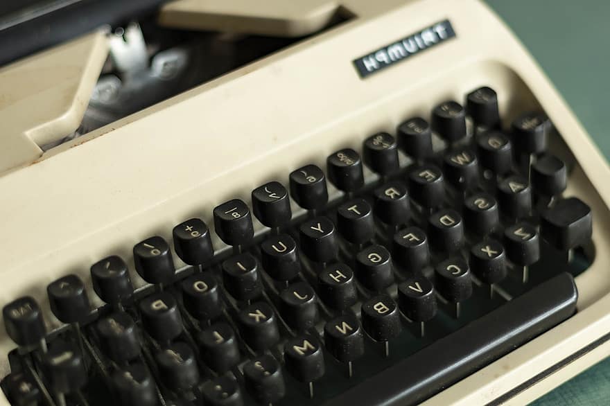 kirjoituskone, vanha, vuosikerta, antiikki-, journalismi, tyyppi, konekirjoitus, kirjoittaa
