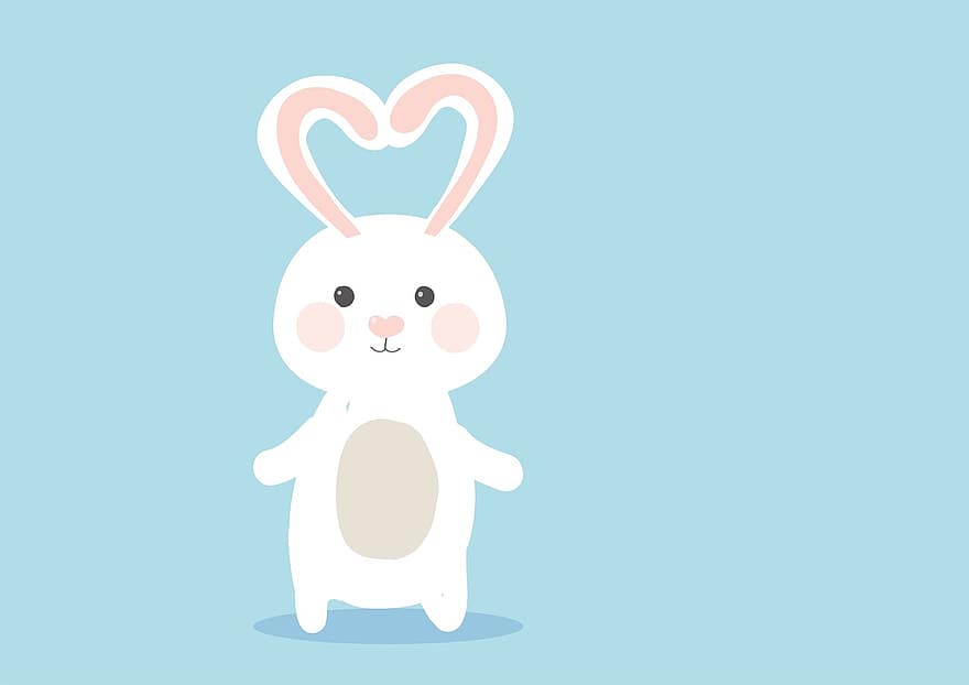 conejito, conejo de Pascua, dibujos animados, Pascua de Resurrección, Felices Pascuas, orejas, festival de pascua, corazón, huevo de Pascua, orejas de conejo, Conejo