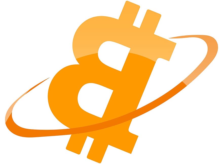 bit-coin, moeda, ícone, lustro, laranja, pouco, símbolo, dinheiro, finança, bancário, banco