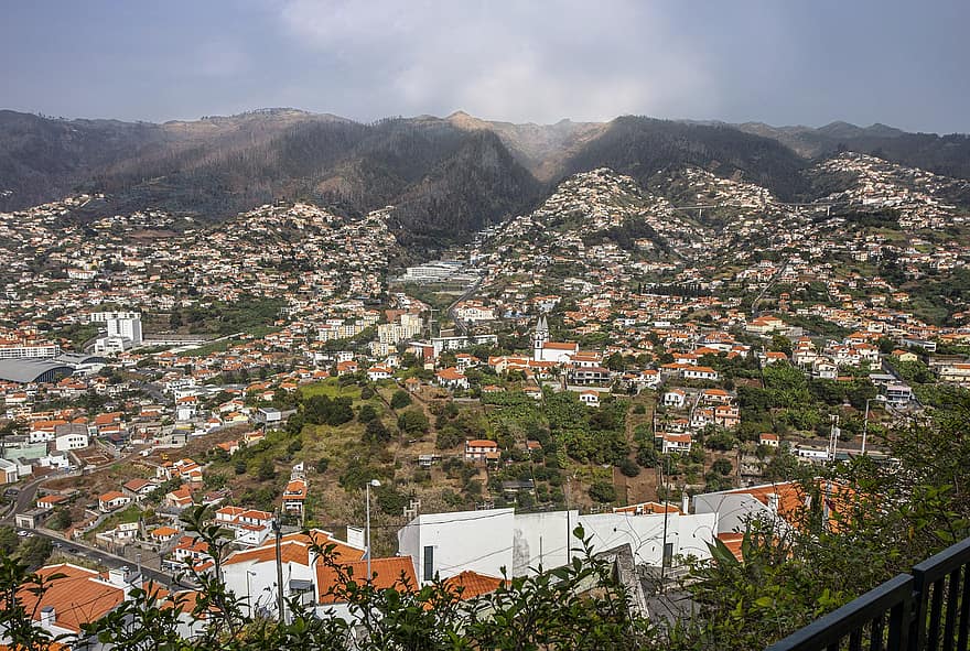 Miestas, kelionė, žvalgymas, kaimas, Funchal, Madeira, pobūdį, turizmą, stogas, miesto vaizdą, kalnas