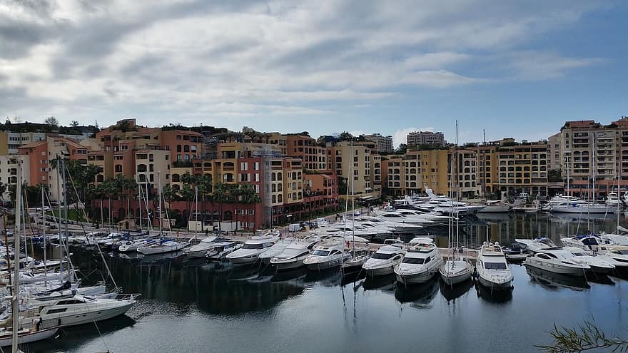 французская Ривьера, Монако, яхты, летом, роскошь, воды, день отдыха, порт, город, рай, пейзажи