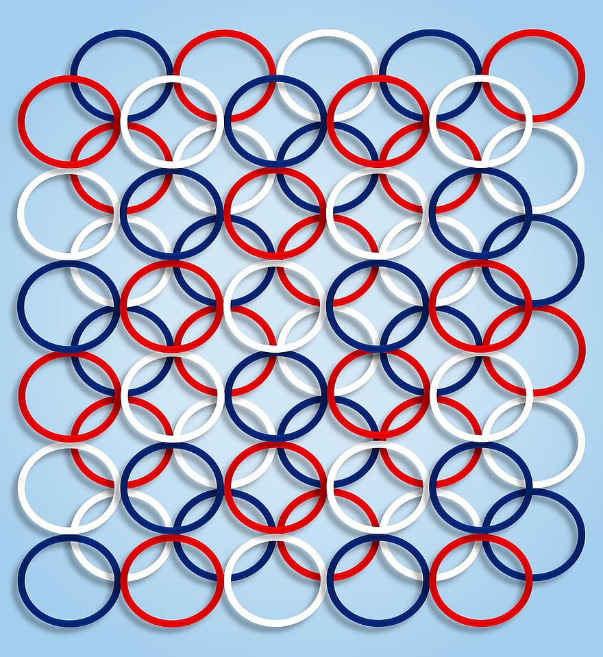 fondo, 3d, rojo, blanco, azul, círculos, geométrico, formas, pálido, gradiente, textura