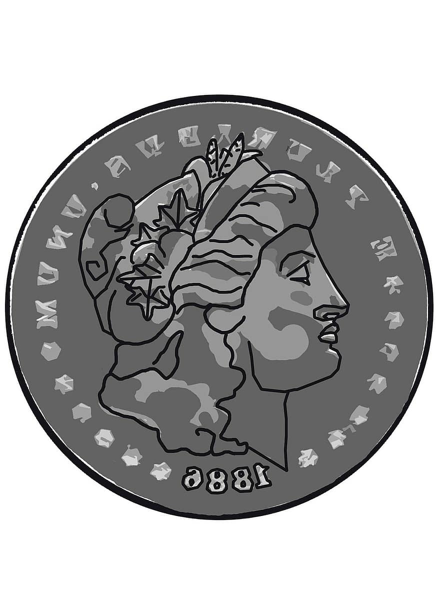 Morgan, dollar, agrafe, art, pièce de monnaie, argent, changement, argent gris