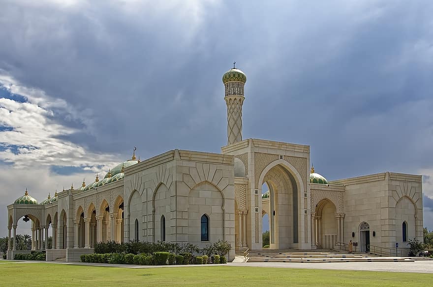 Oman, meczet zulfa, seeb, Gubernatorstwo Maskatu, Rząd Maskatu, Meczet, budynek, minaret, architektura, religia, islam