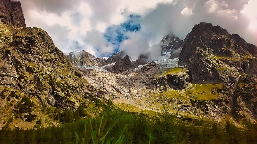 hory, val ferret, Mont-blanc masiv, údolí, Alpy, Itálie, krajina, Příroda