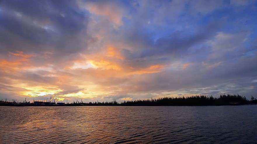 Taymyr-félsziget, tó, napnyugta, Oroszország