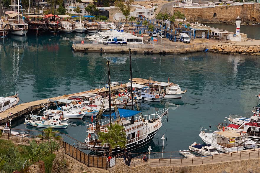 hajó, kikötő, dokk, idegenforgalom, régi, város, kultúra, Törökország, utazás, emberek, tenger