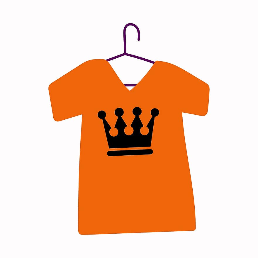 Kruunu paita, oranssi paita, vaatetus, T-paita, piirroksia