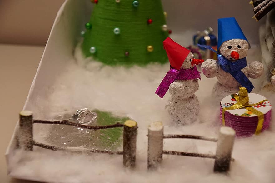 الرجل الثلجي ، عيد الميلاد ، حرفة ، أسلوب ، شجرة ، النمذجة ، رجال الثلج ، الشكل ، شتاء ، ديسمبر ، الصقيع
