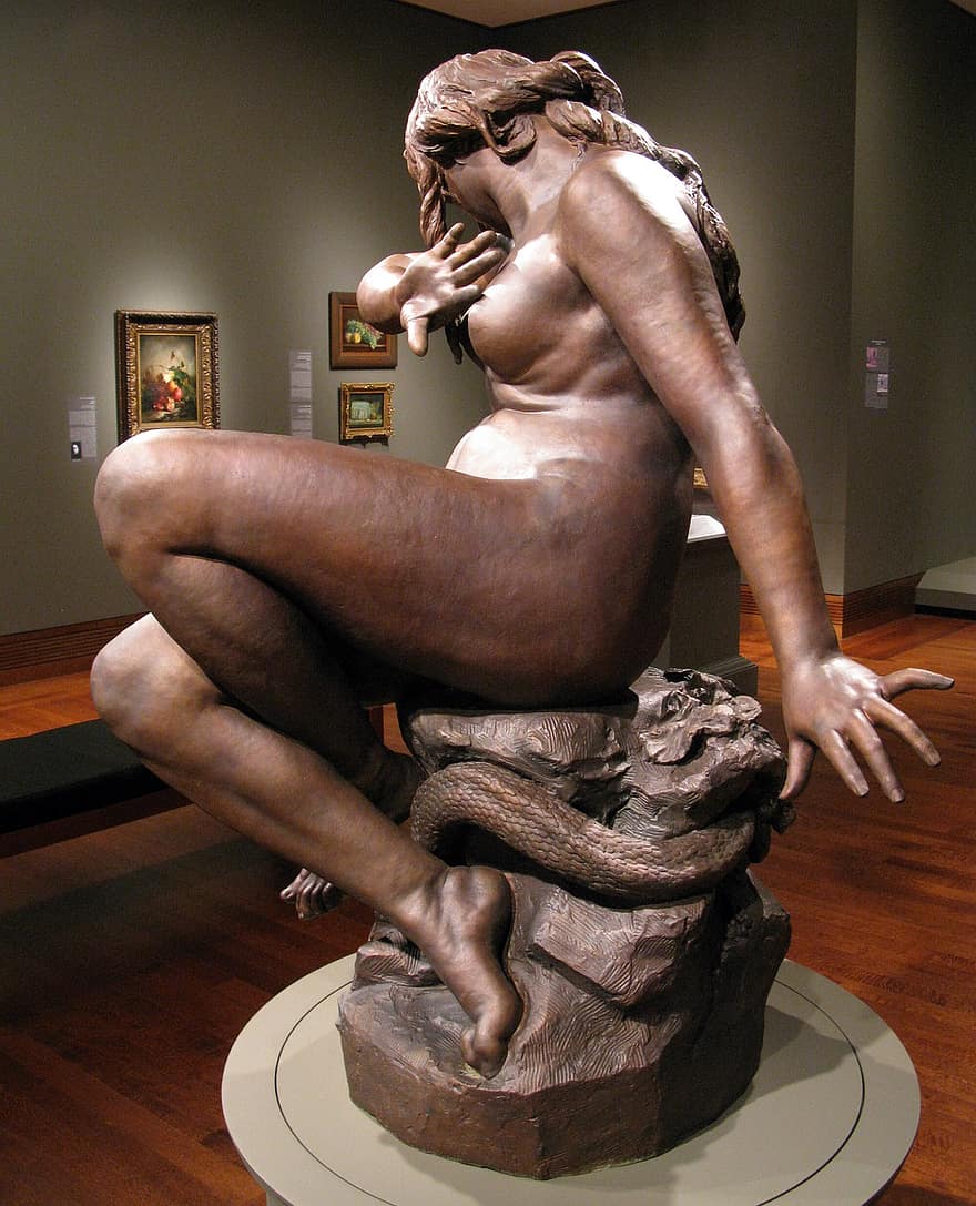 Eve, Statue, Sculpture, Bible, Naked Woman, Torment, Eden, Sin, Bronze, Art, Legs