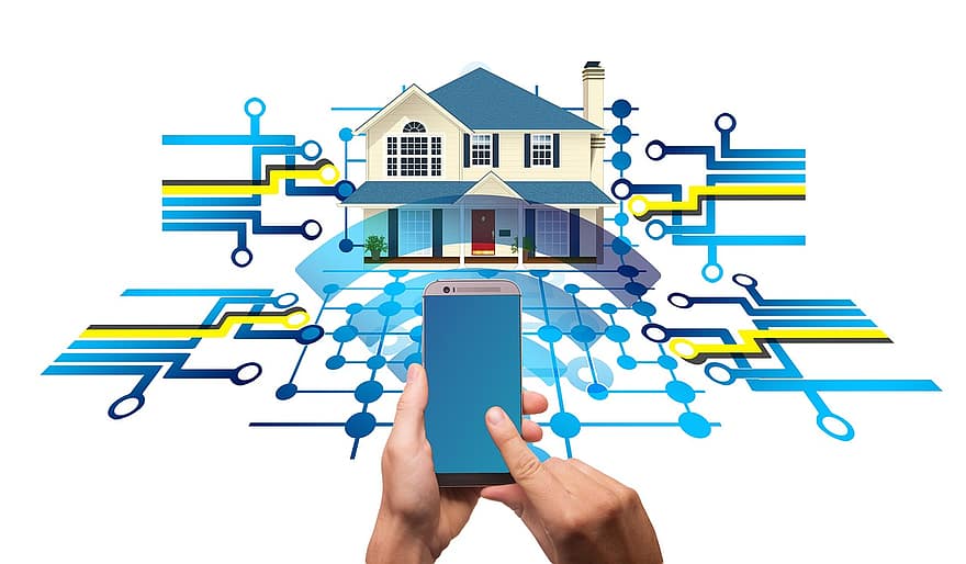 inteligentny dom, Dom, technologia, multimedia, smartfon, zły, garaż, automatyczny, kuchnia, pralka, technologia domu