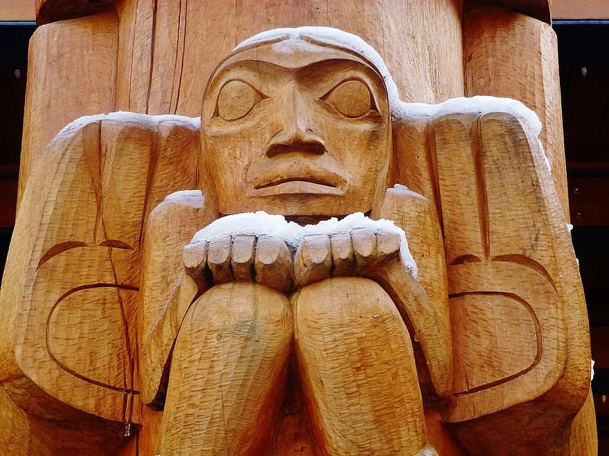 Totem, erste Nation, Holzskulptur, Skulptur