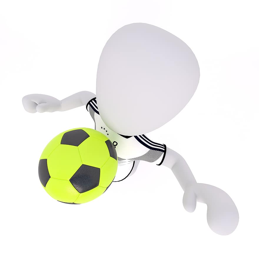 Fußball, Ball, Spieler, Sport, Fußballer, professioneller Spieler, Fußballspieler, abspielen, 3d mann