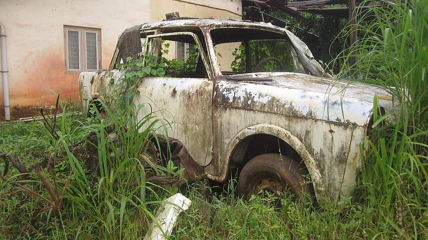 cotxe, vehicle, clàssic, vehicle abandonat, utilitzat, brut, vell, espatllat, abandonat, vehicle terrestre, rovellat