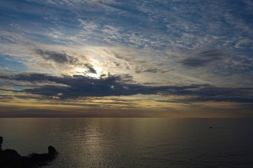 Sea, Sunset, Clouds, Sky, Liguria, Travel, Exploration, Ocean