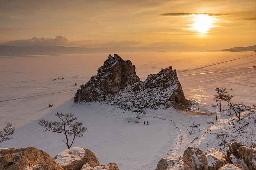 Rock Formations, Hoarfrost, Baikal Lake, Siberia, Winter, Russia, Snow, Snowscape, Winterscape, Wintry, Snowy