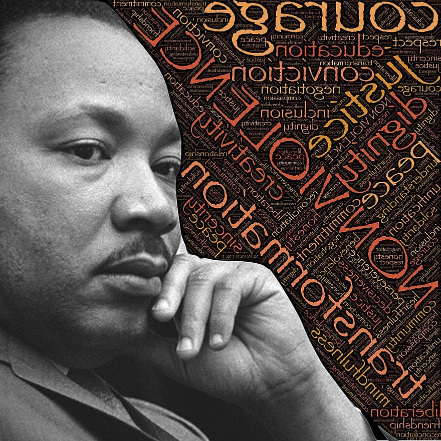 geweldloosheid, vrede, transformatie, leiderschap, inspiratie, symbool, Desegregatie, Martin Luther King, burgerrechten, concepten en ideeën, waardigheid