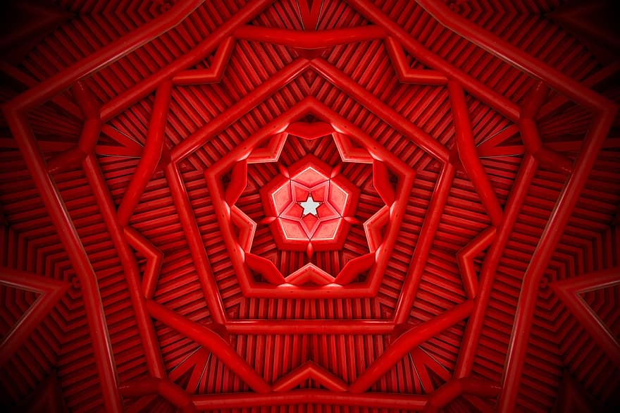 rozetă, Mandala, caleidoscop, fundal roșu, monitorului roșu, ornament, tapet, decor, decorativ, simetric, textură