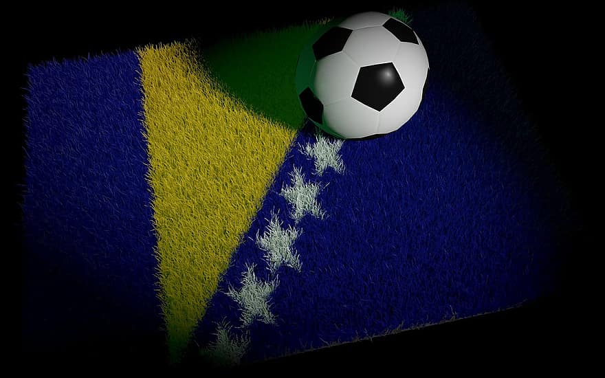 بطولة العالم ، كرة القدم ، البوسنة والهرسك ، كأس العالم ، ألوان وطنية ، مباراة كرة قدم ، العلم