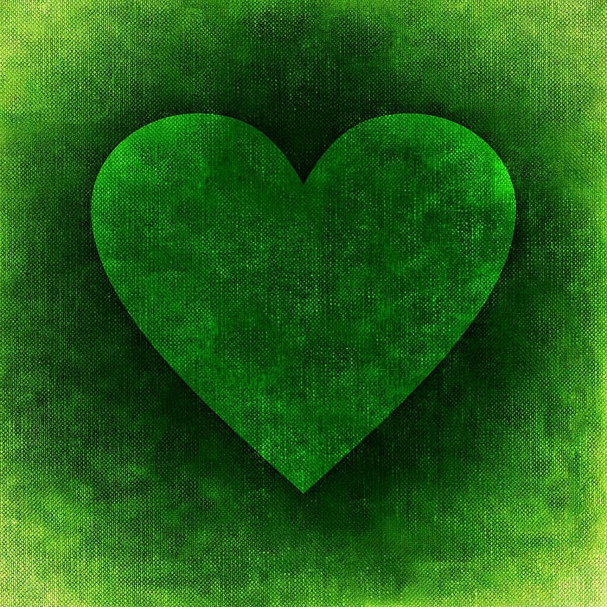 širdis, fonas, juokinga, mielas, žalias, meilė, Valentino diena, atvirukas, romantiškas