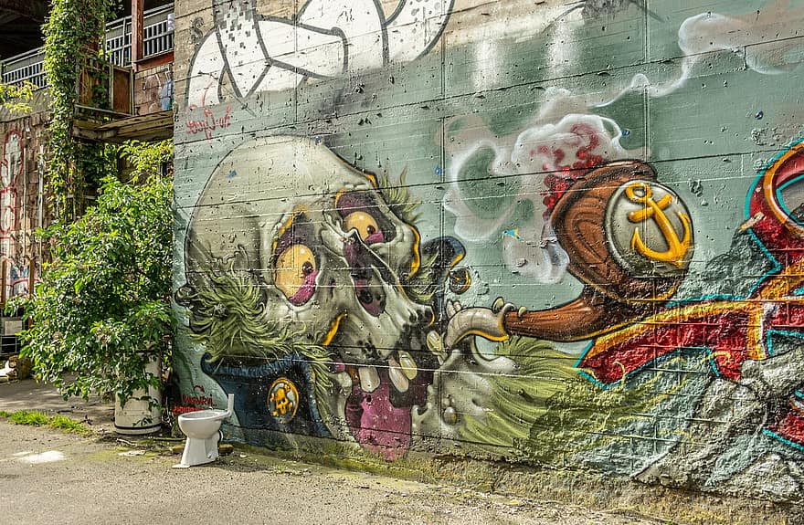 Teufelsberg, pintada, pared, calle, al aire libre, urbano, murales, Art º, Berlina