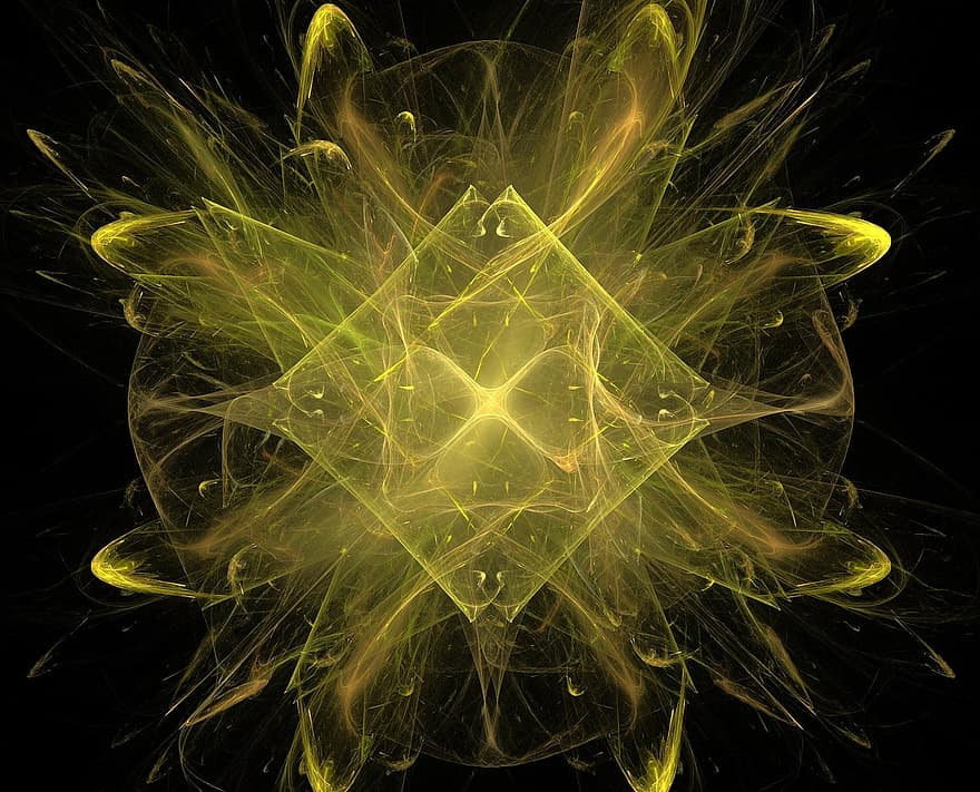 fractal, abstrato, amarelo, desenhar, leve, pano de fundo, espaço, movimento, fantasia, linha, redemoinho