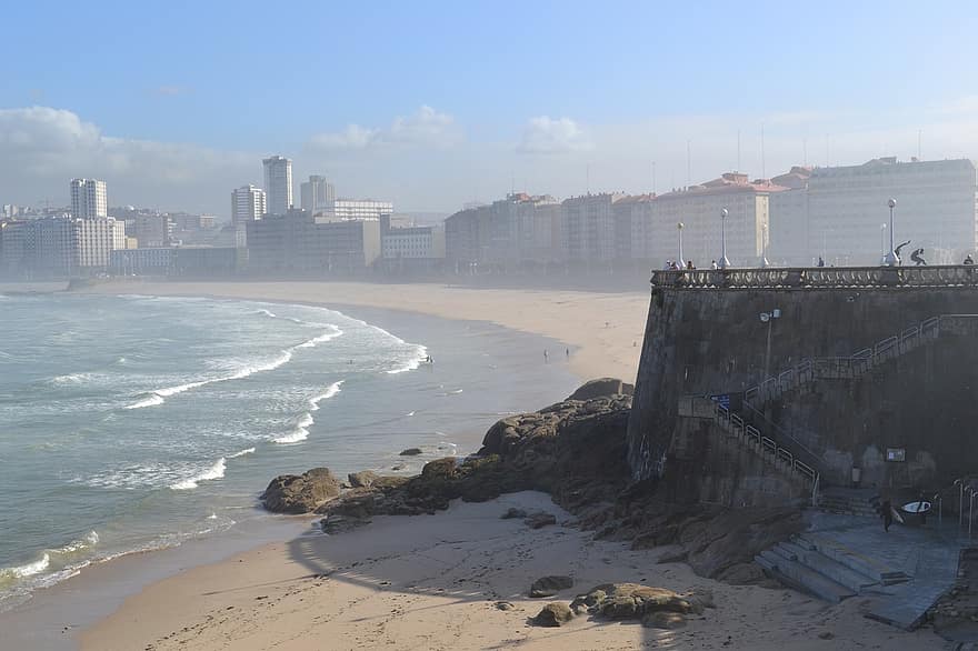 Spanien, Strand, Meer, eine coruña, Küste, Urlaub, Galicien, Nordspanien, Reise, Ufer