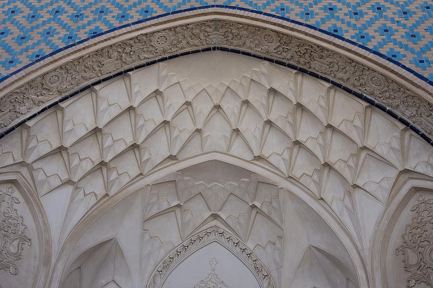 джамия, таван, Архитектура на Каджар, Кашан, Иран, ислямски, иранска архитектура, мюсюлманин, персийско изкуство, исторически, паметник
