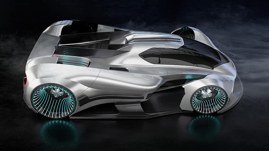 mobil, konsep, kendaraan, kecepatan, 3d, futuristik, cepat