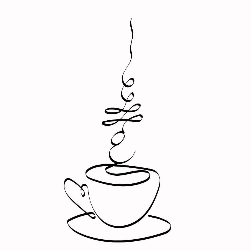 кофе, напиток, штриховая графика, теплый, Рисование, Рисование тонкой линией, фон, иллюстрация, вектор, украшение, дизайн