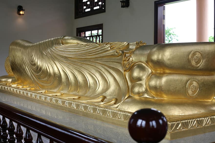 Vietnam, Tempel, Buddha, Asien, Buddhismus, Kloster, Religion, Glauben, Anbetung, Goldene Skulptur