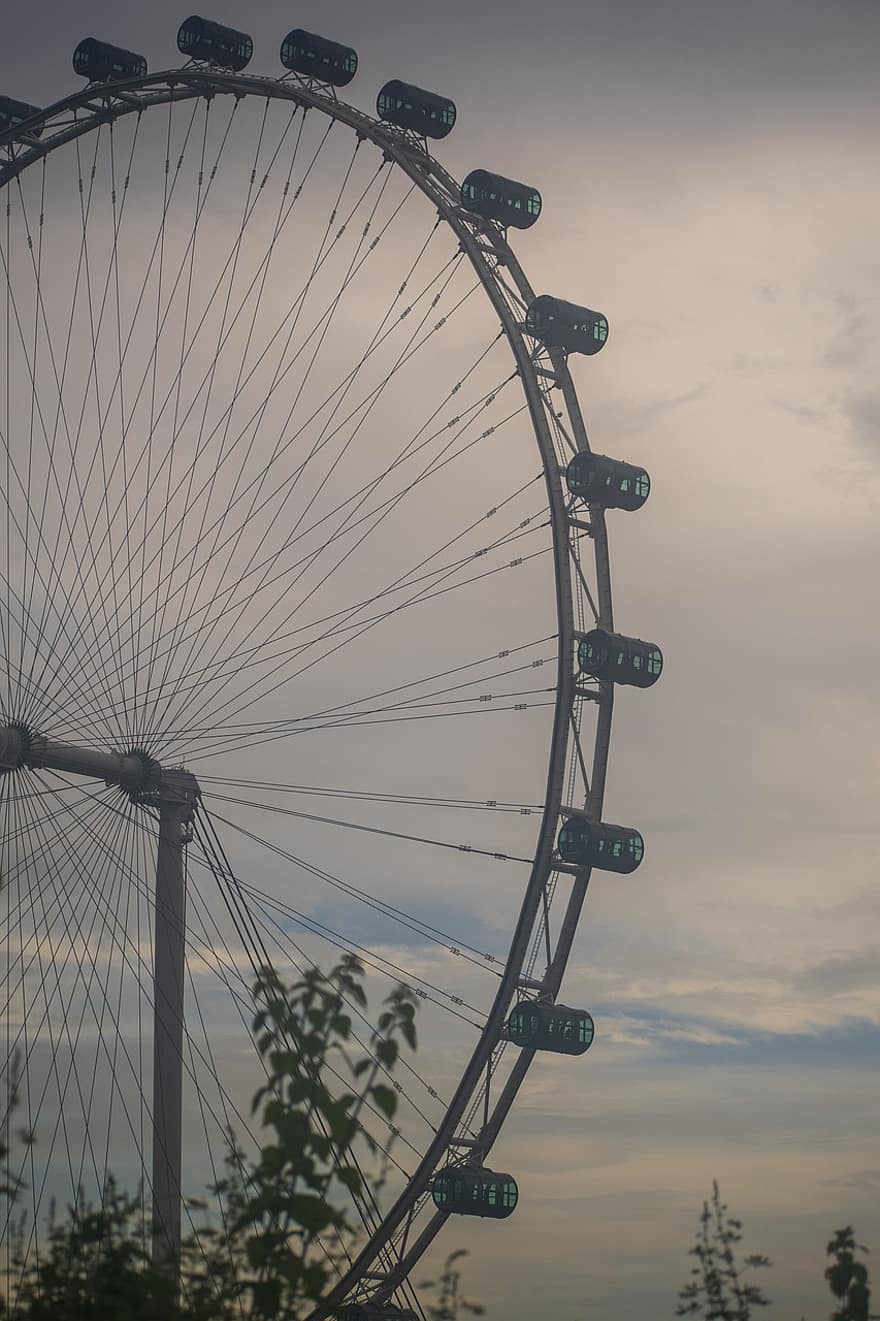 ruota panoramica, giro di divertimenti, Parco divertimenti, volantino di singapore, centro della città