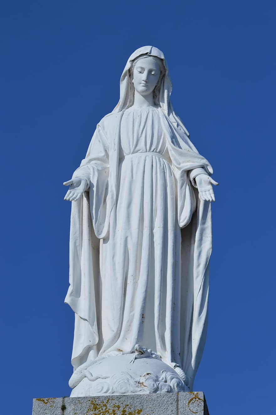 статуя, Pierre, жена, Дева Мария, плаж, приземяване, небе, син, надвес, море, предпазен