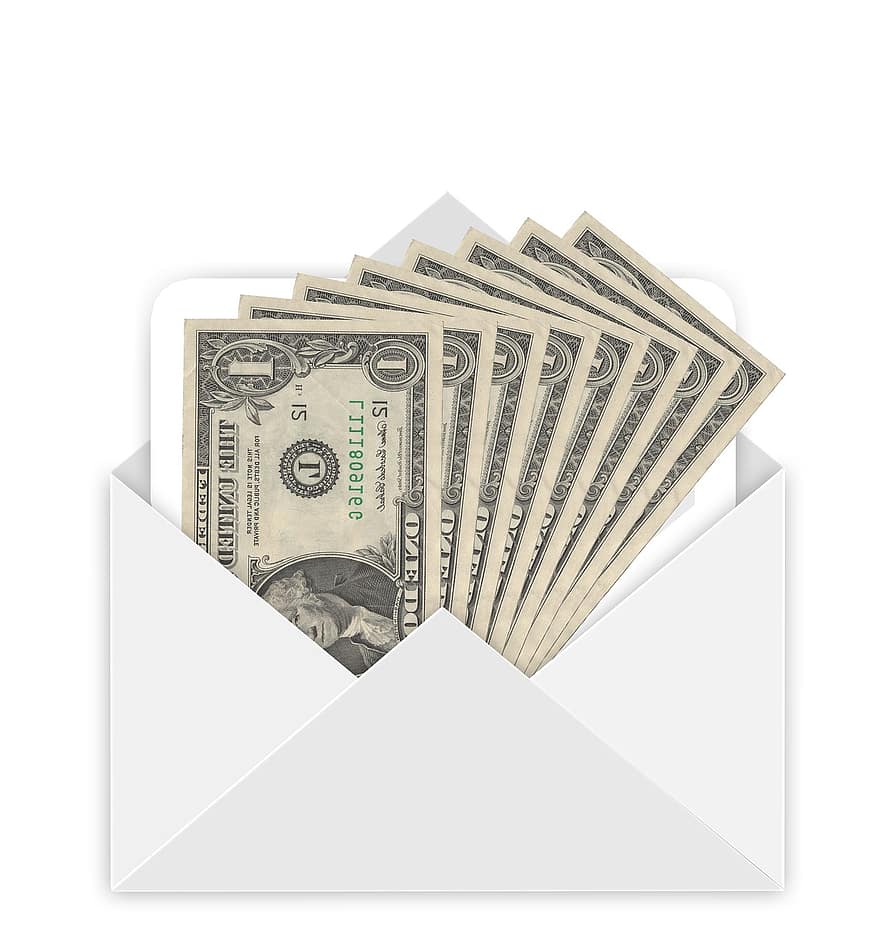 envelop, geld, dollar, Bill, gift, Kerstmis, e-mail, post, tekens, internet, communicatie