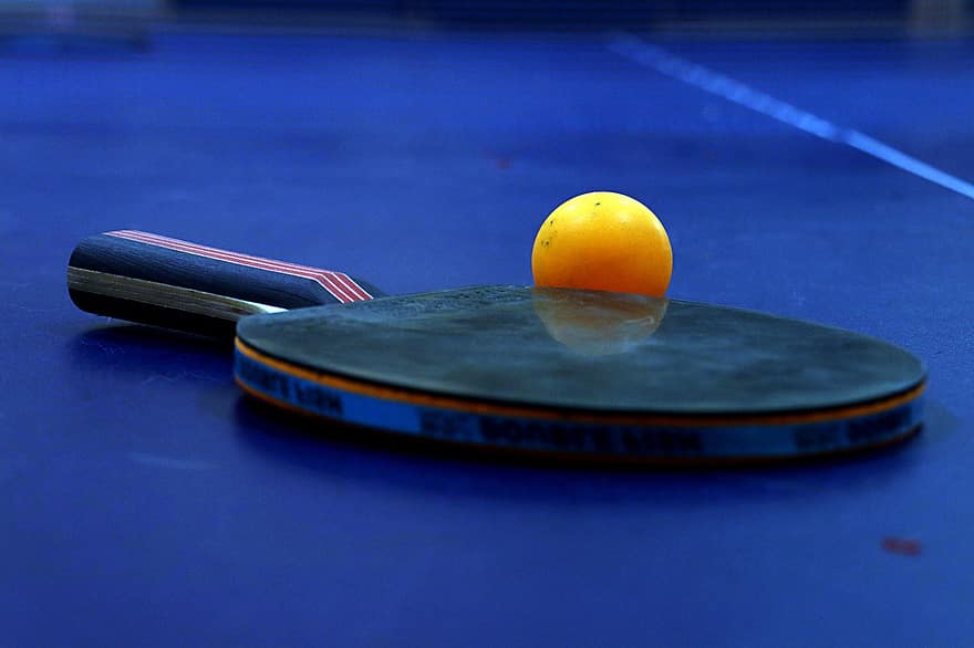 Sport, Table Tennis, Ball, Game, table, close-up, blue, competition, leisure games, equipment, yellow