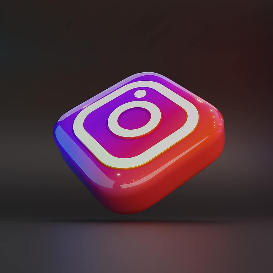 instagram, логотип instagram, піктограма instagram, 3D візуалізації, фони, реферат, ілюстрації, технології, блискучий, символ, вектор