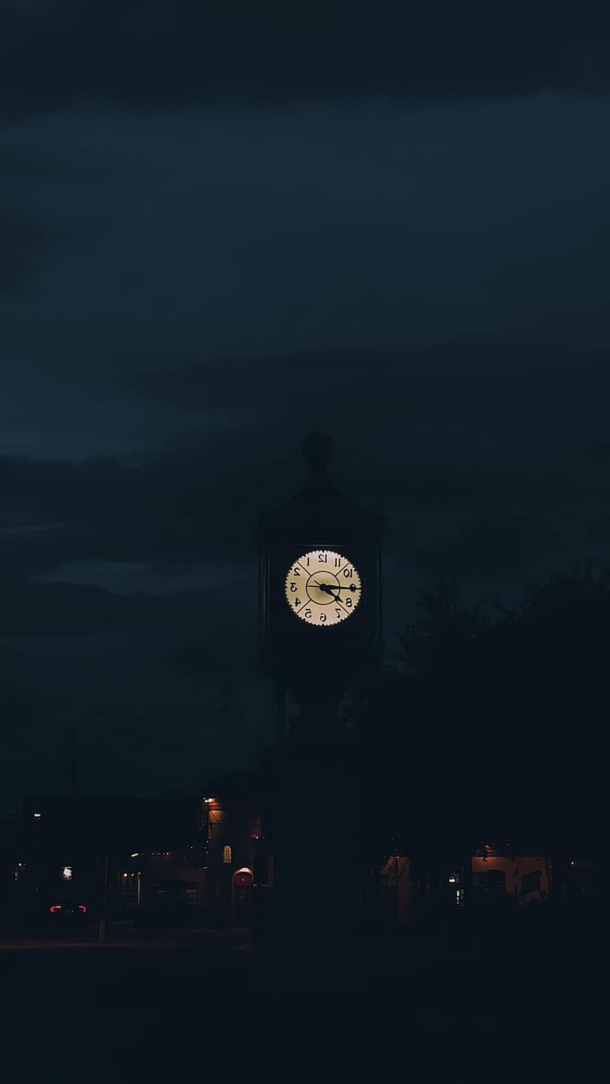 nuit, foncé, regarder, la tour, l'horloge, crépuscule, minuit, illuminé, vieux, temps, architecture