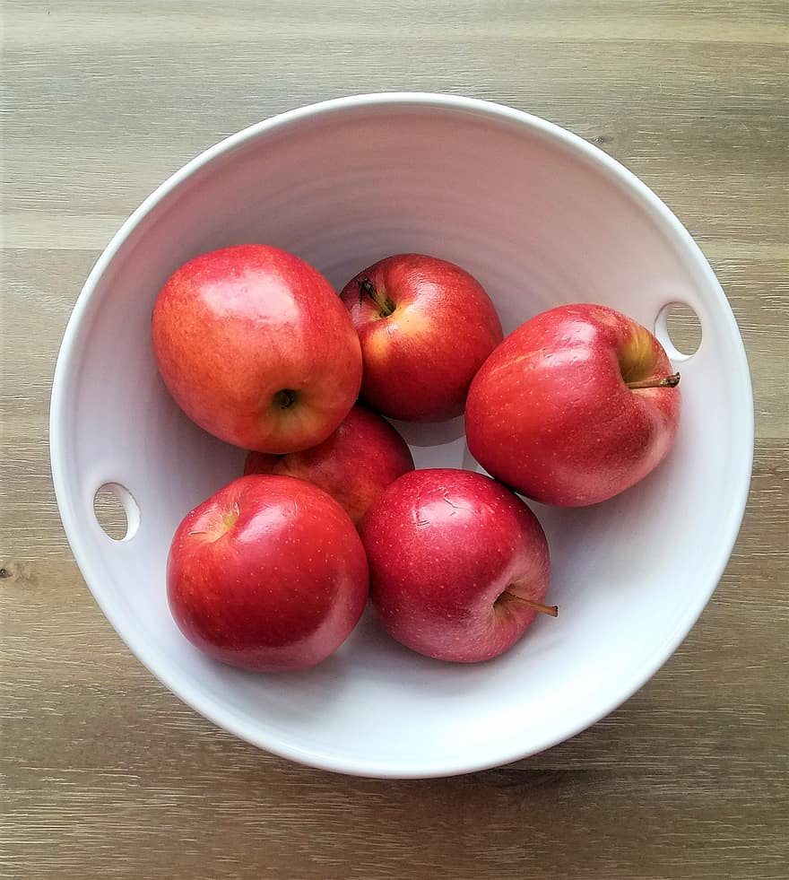æbler, frisk, frugt, sund og rask, rød, mad, moden, sød, saftig